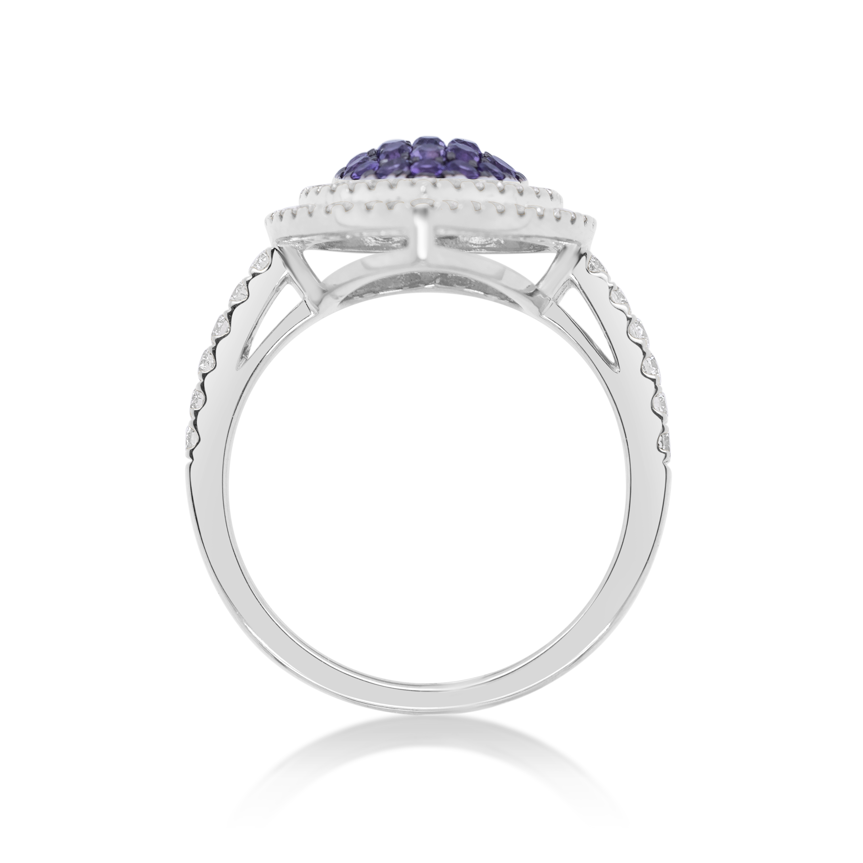 Diamond Heart Ring 0.44 ct. 14K White Gold 0.24 ct. Sapphire